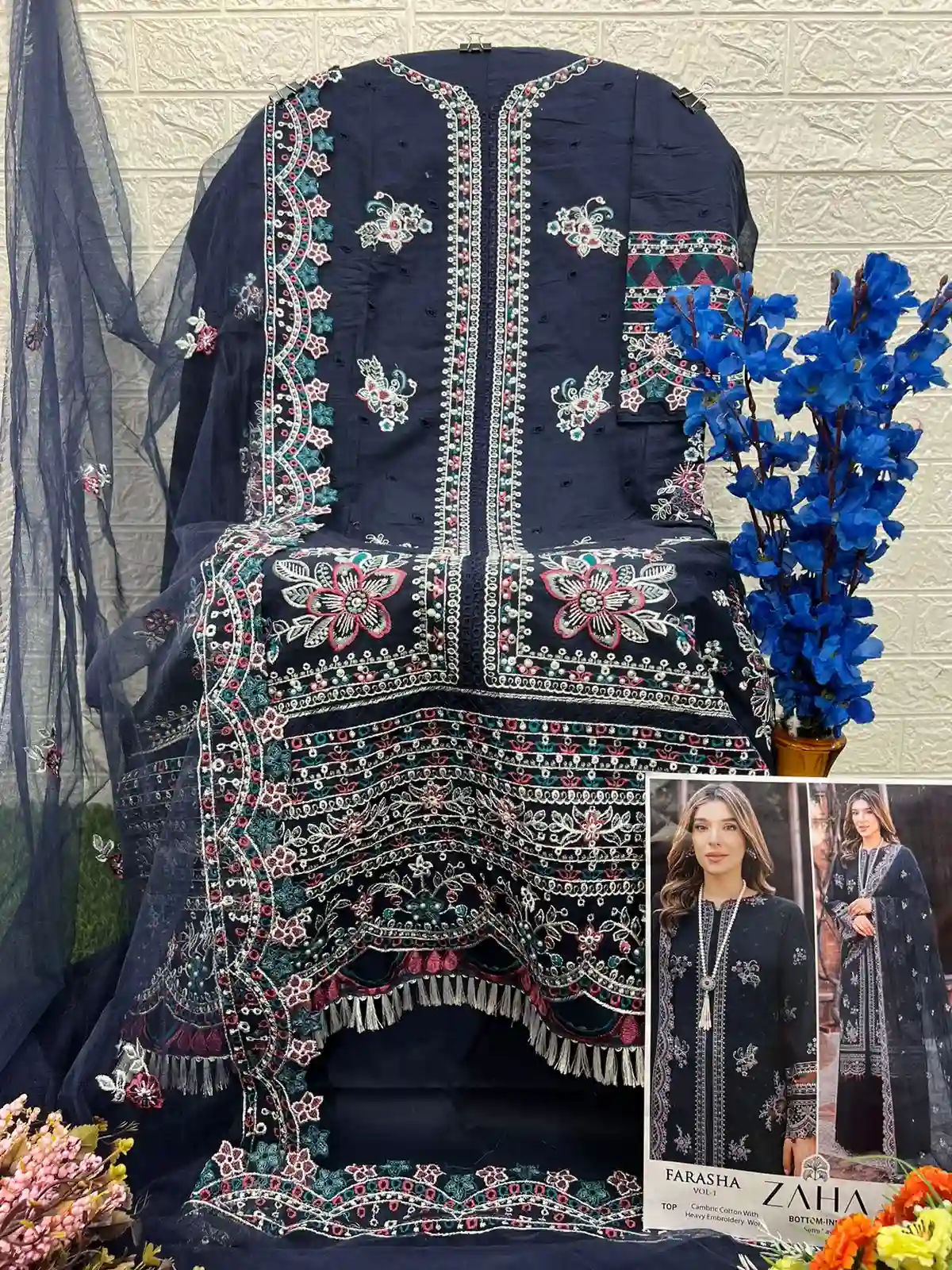 Zaha Farasha Vol 1 Pure Cambric Cotton Wholesale Pakistani Salwar Suit Catalog — Wholesale Salwar Suits, MPA wholesale from Surat - Gallery Image 8
